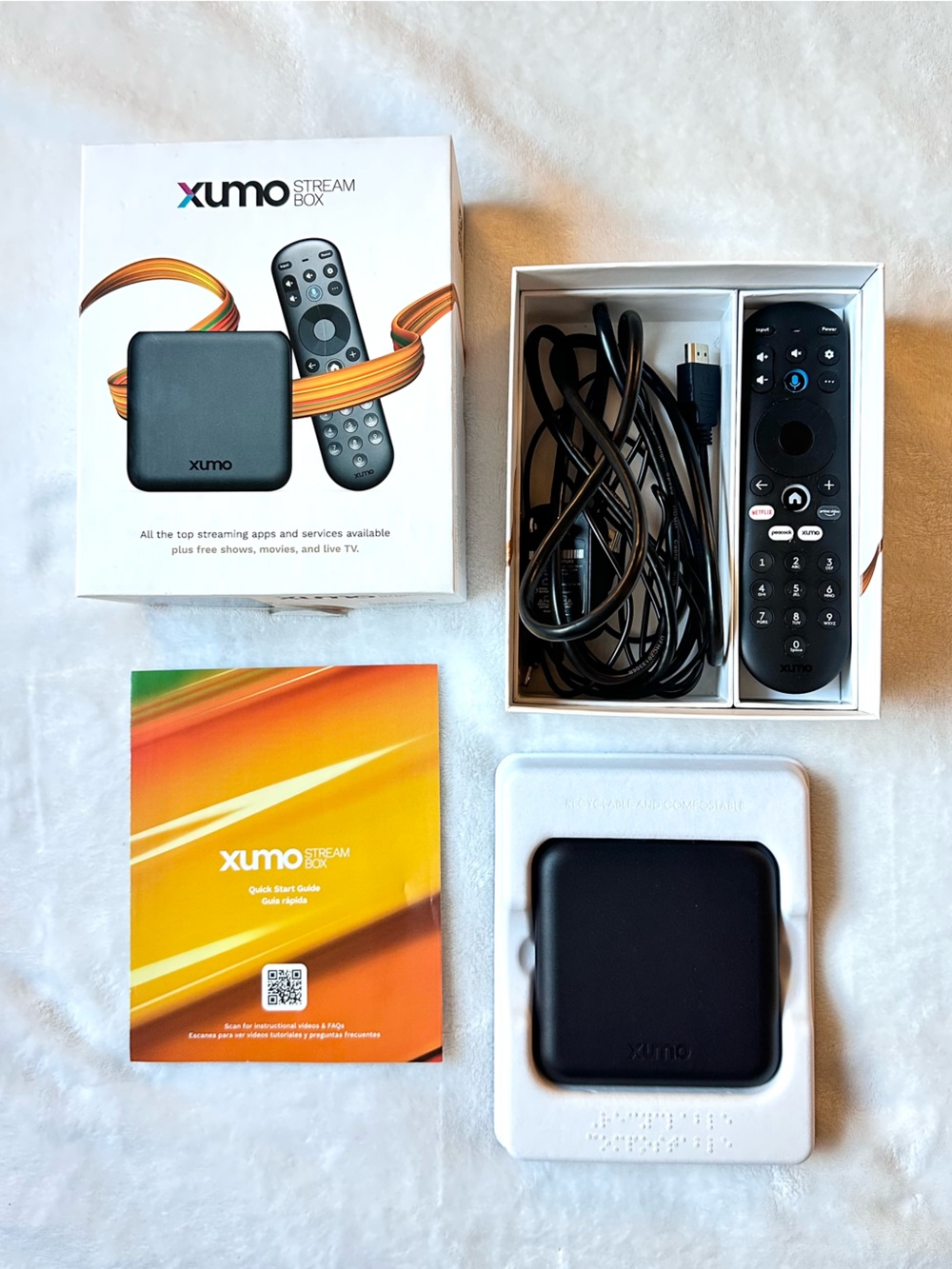 XUMO 4K Streaming Box • Remote • Cords In Box • Black Pre Owned